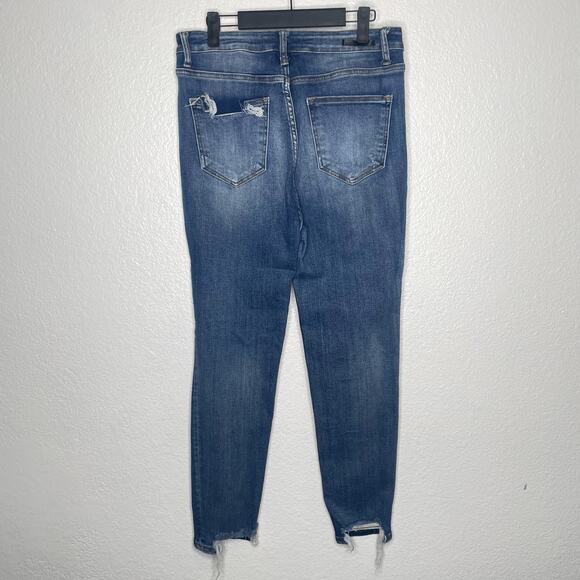 Women's Blue Distressed Jeans - Picture 2 of 15